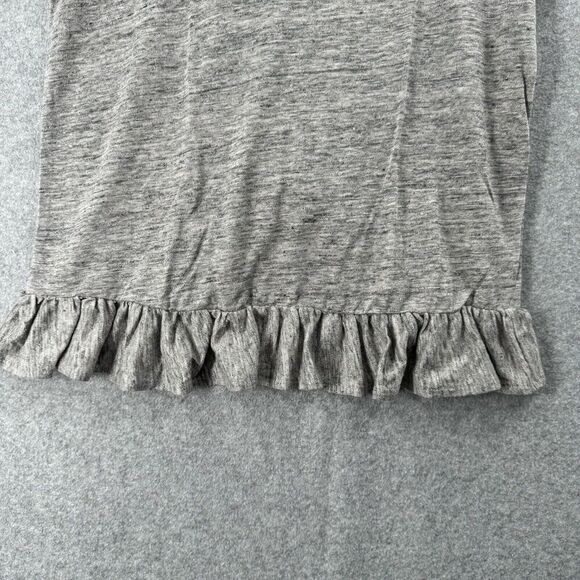 J Crew Top Tee Wmns XS Linen Short Sleeve Crew Neck T-Shirt Back Ruffle Gray - Picture 3 of 11